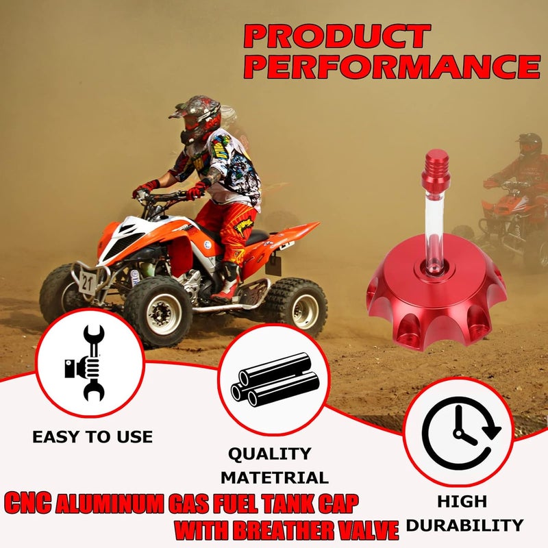 New Olym غطاء خزان الوقود من الألمنيوم CNC للدراجات الرباعية والدراجات الترابية 50cc 90cc 110cc 150cc SSR XR50 Taotao Apollo أحمر - Image 4